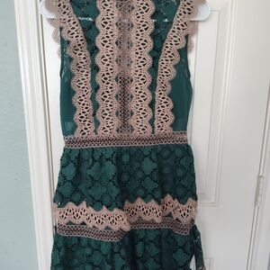 ASOS Green and Tan Lace Dress